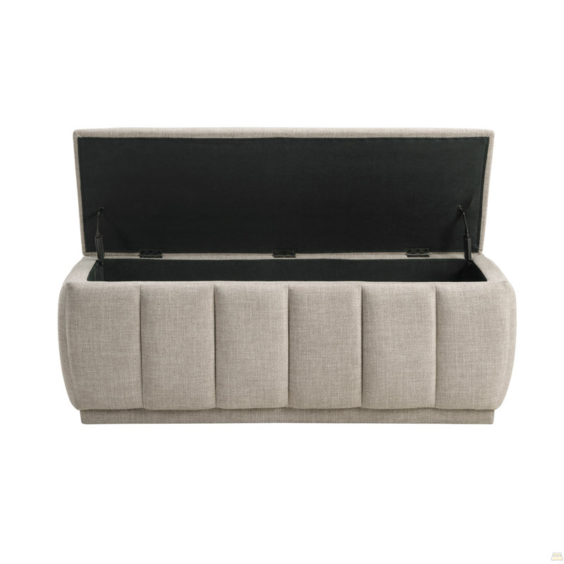 Modern Taupe Storage Bench Cushion Seat 1pc Plywood Frame Fabric Upholstery Home Furniture