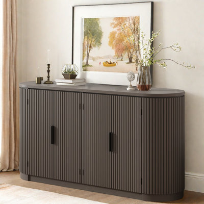 4-door Sideboard With Vertical Striped Design And Metal Handles by Latitude Run