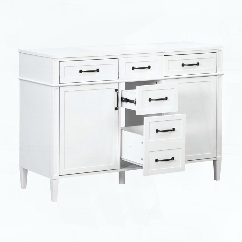 Meuble-lavabo de salle de bain de 48 pouces avec comptoir en composite, White