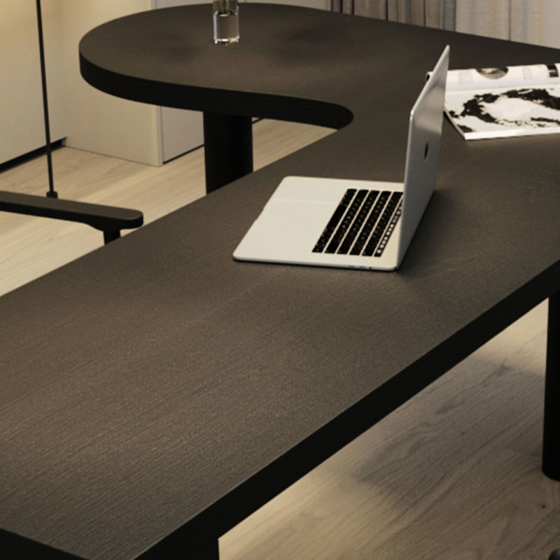62.99" Black Rectangular Solid Wood desk, H 29,6 po x l 63 po x P 39,4 po, Retour à droite
