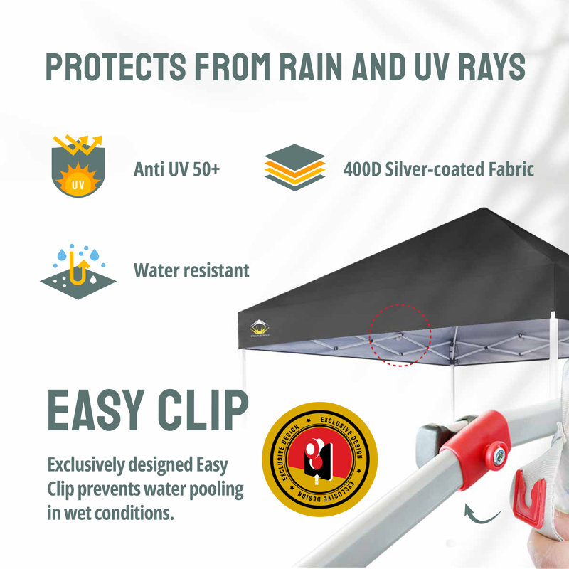 Commercial 8 Ft. W x 8 Ft. D Pop Up Canopy Tent with Patented Centerlock Gray, Gray