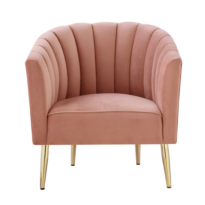 Fauteuil demi-tonneau Khalid, Rosé, Or