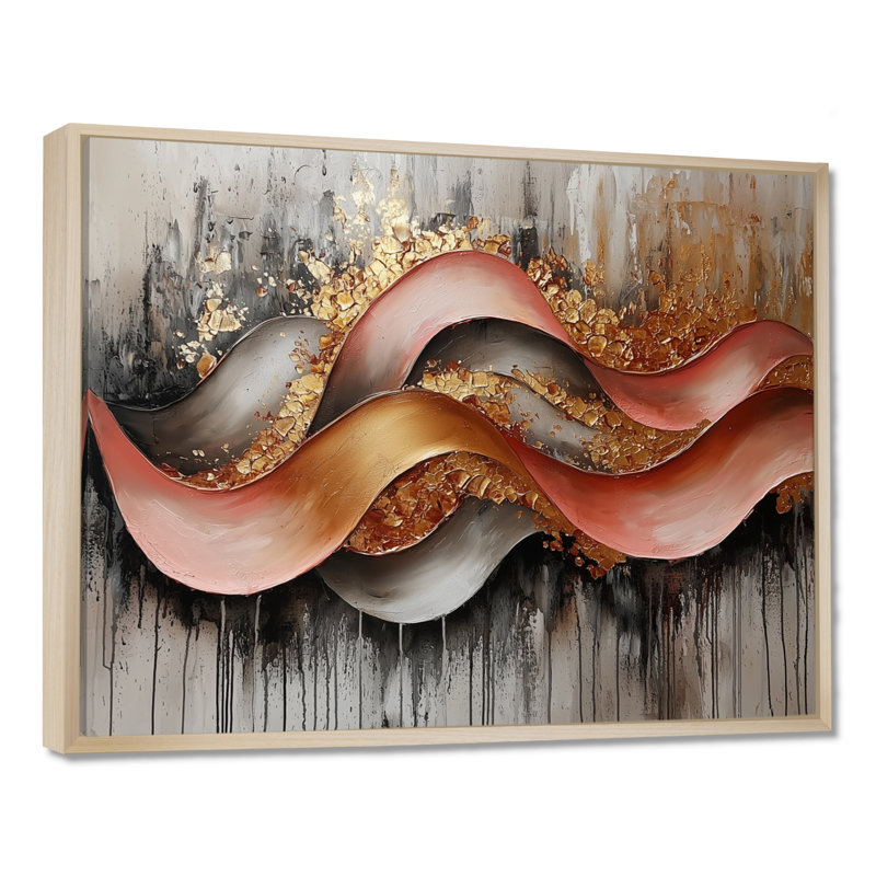 Offord - Abstract Wall Art, H 34 po x l 44 po, Impression encadrée flottante, Crème, crème