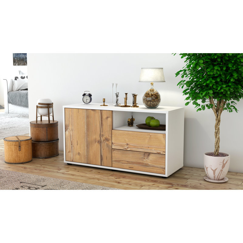 Tre 92 cm W Chest of 2 Drawers, White/Light brown
