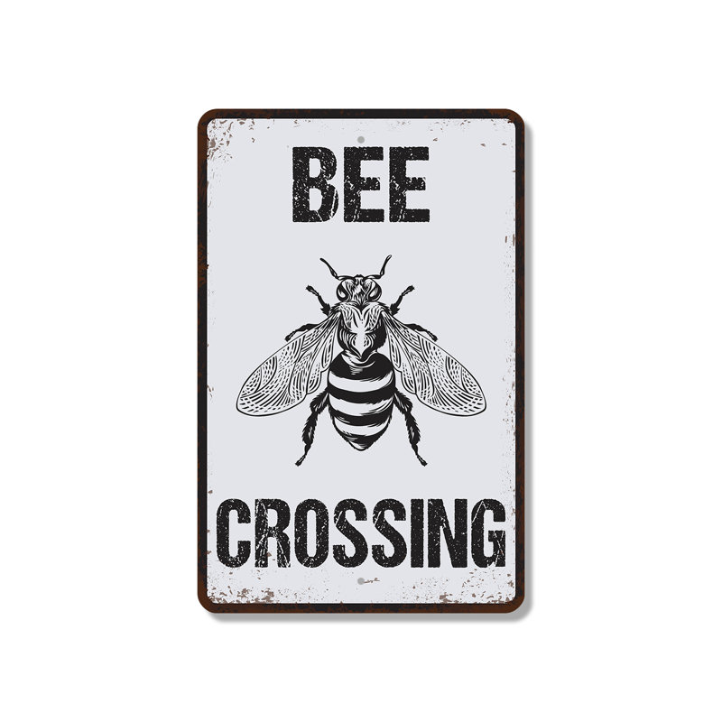 Enseigne en plastique 10 po x 14 po Bee Crossing, H 10 po x l 14 po x P 0,1 po