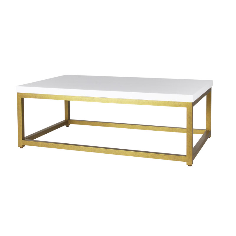 Paris Frame Coffee Table, White, Royal Gold, 17.5" H x 55" L x 33" W