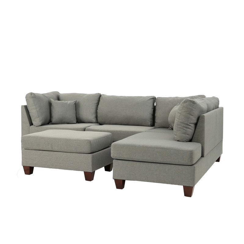 Canapé modulaire réversible en polyfibre avec repose-pieds