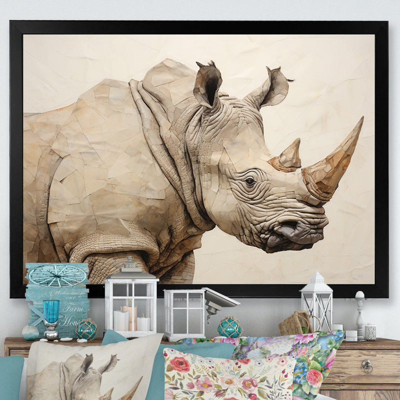 Puissant rhinocéros II, H 12 po x l 20 po x P 1 po, Cadre simple noir