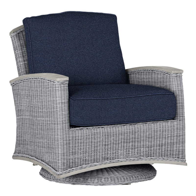 Outdoor Astoria Swivel Glider Wicker Chair with Cushions, Welt + Standard fill, Oyster, Verona Fossil