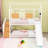 Twin Over Twin Metal House-Shaped Bunk Bed With Slide And Built-In Storage Stair-1800975928