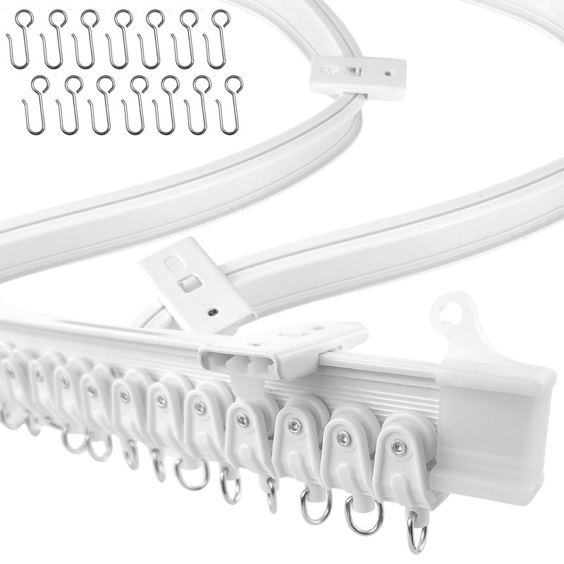 Tringle à rideau flexible pliable, support de rail de 39,4 pi (12 m) avec système de rails de rideaux, paravent, tringle à rideaux, rail de plafond pour véhicules récréatifs, système d'hôpital long courbé blanc