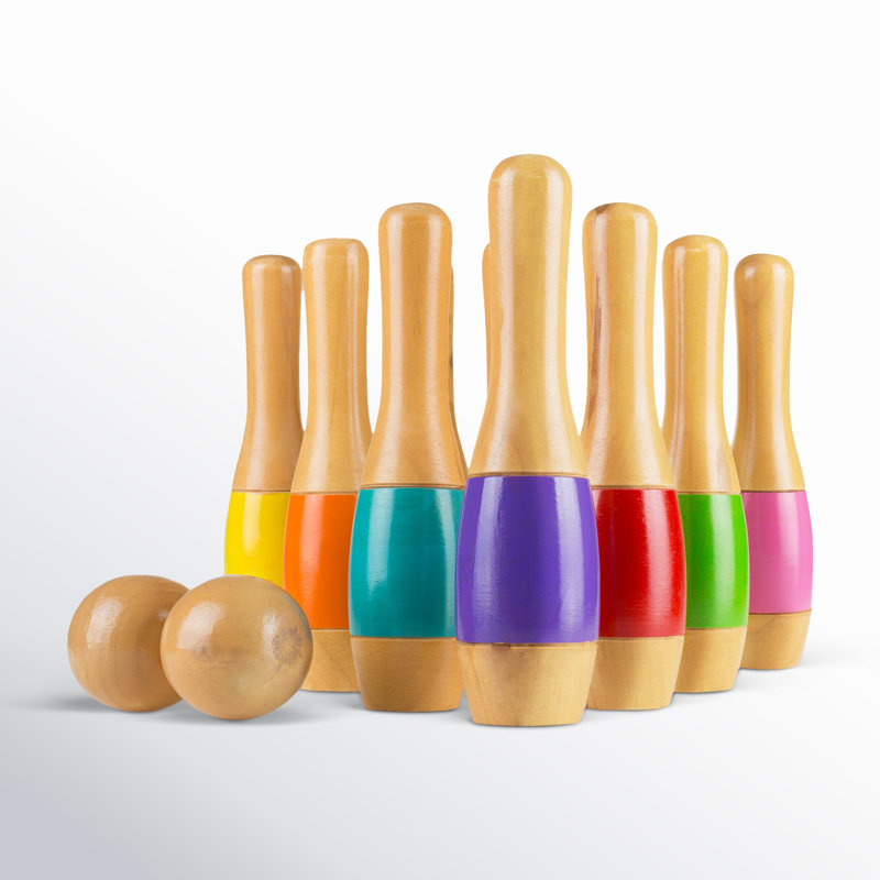 Colorful 9.5 Inch Wooden Lawn Bowling Game Set