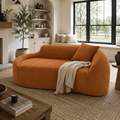 Modern Chenille Curved Chaise Longue Indoor Loveseat Sofa Bed with Deep Seat and Pillow for Living Room Bedroom Apartment