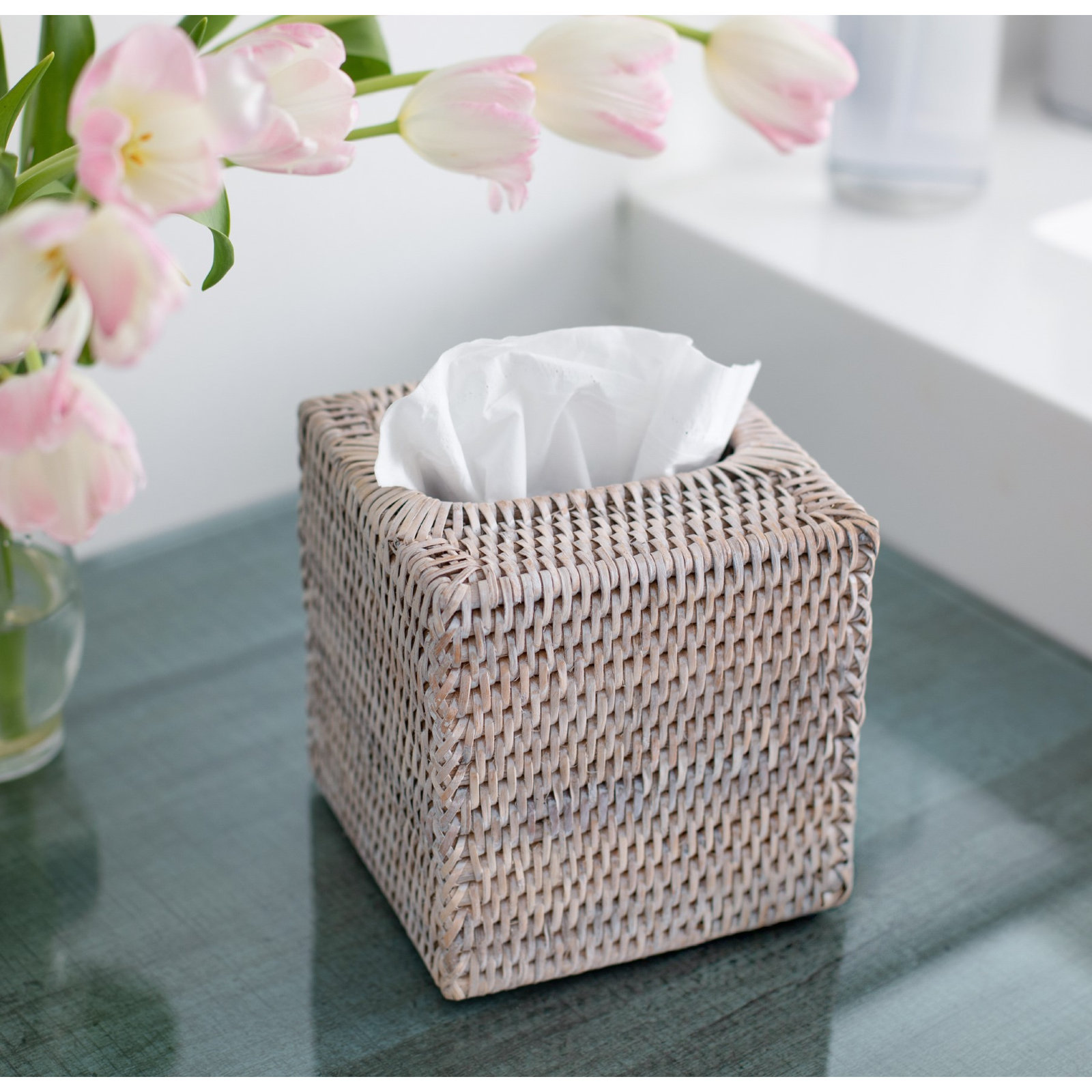 Bathroom Storage Container, White Wash