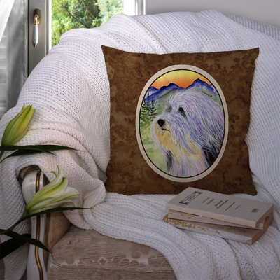 Bearded Collie Outdoor Reversible Throw Pillow