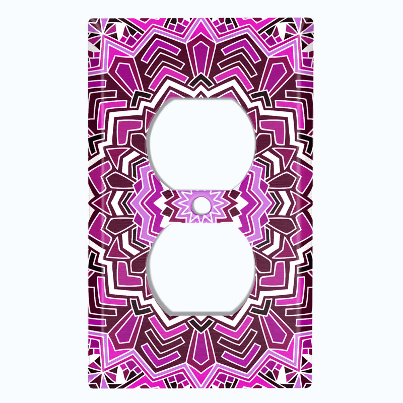 Élégante plaque murale de sortie murale en tuiles de fleurs mandala élégantes, Rose vif