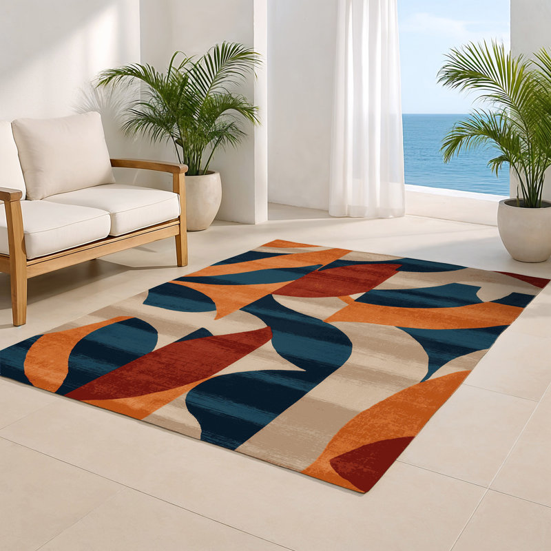Tapis intérieur et extérieur gris Watercolor, Rectangulaire 8 pi x 10 pi