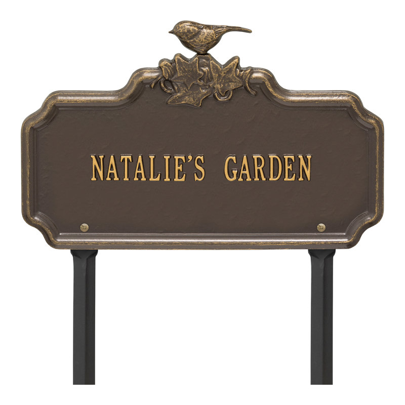 Chickadee Ivy 1-Line Personalized Garden Sign, Bronze/Gold, Yes