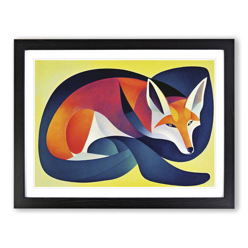 A Dazzling Abstract Fox - Framed Print, 46cm H x 64cm W x 2cm D, Black