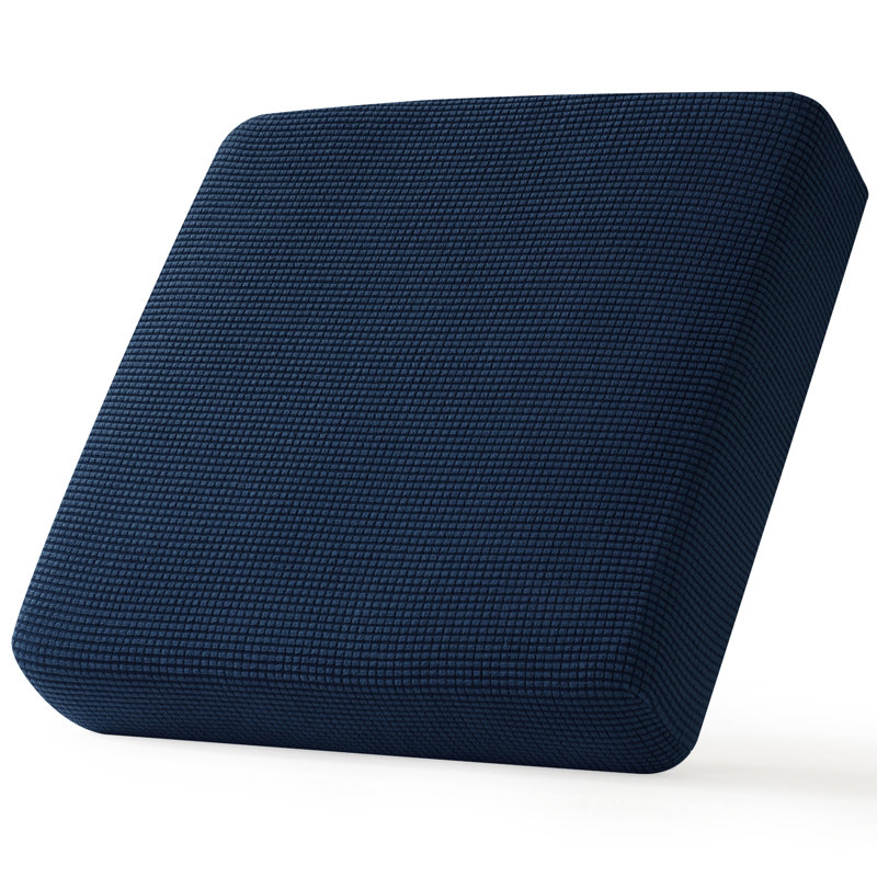 Stretch Textured Grid Box Cushion Armchair Slipcover, Dark Blue
