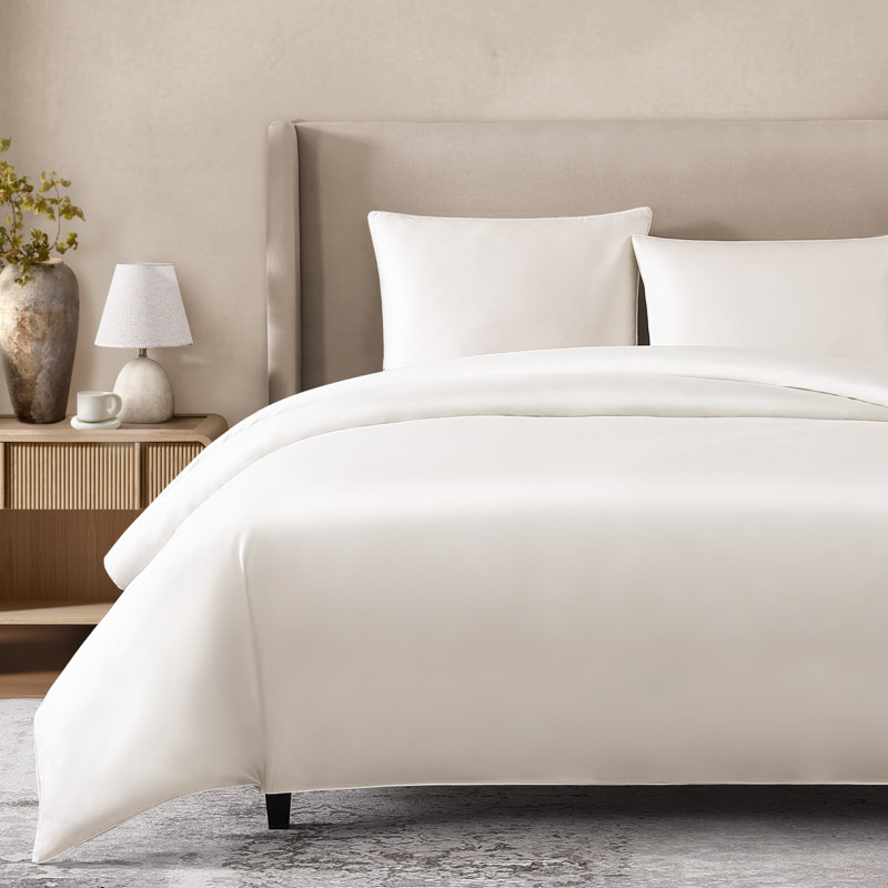 Silken Sateen TENCEL Duvet Cover Set , Ivory, Queen