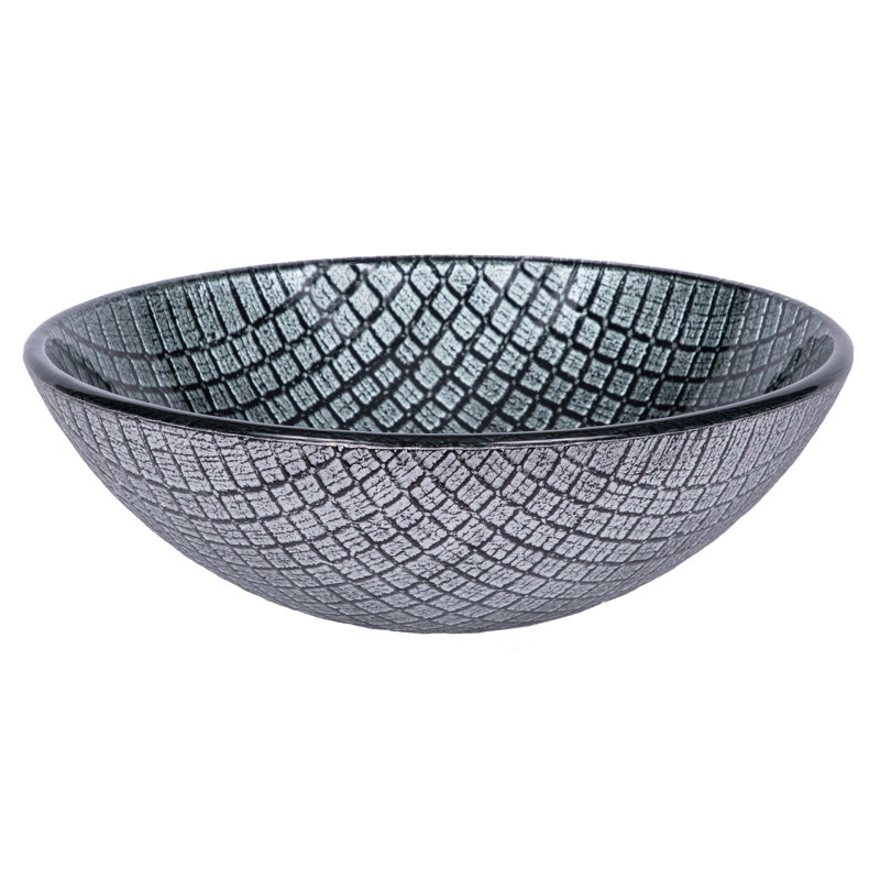 Lavabo de salle de bain vasque circulaire en verre trempé argenté
