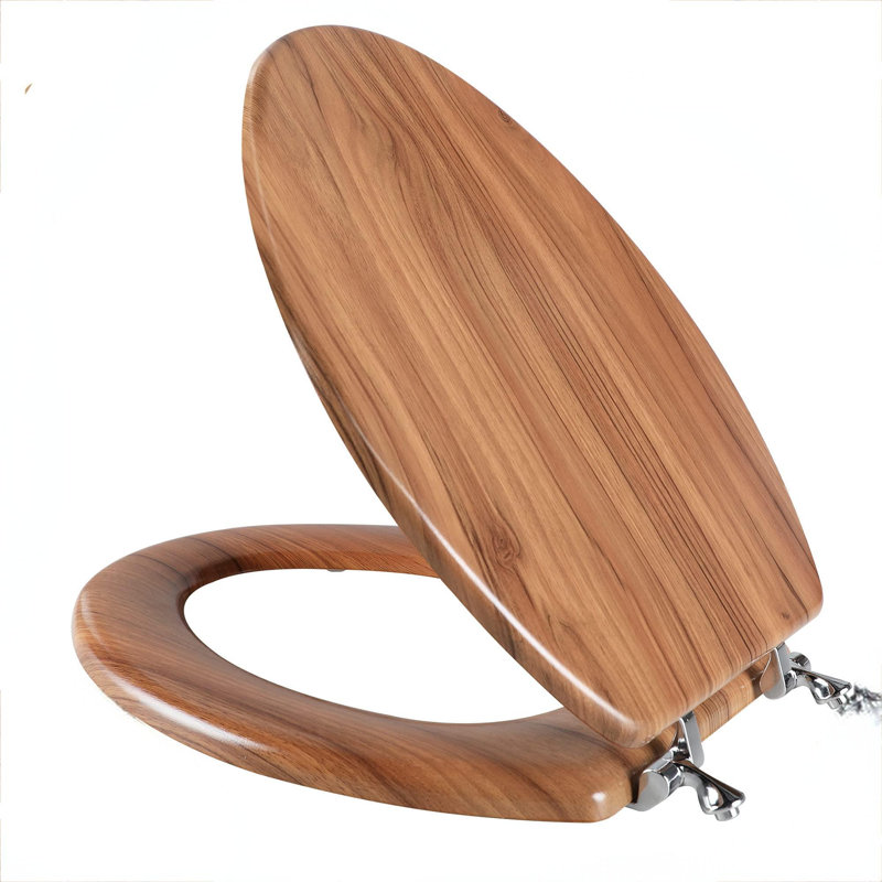Elongated Toilet Seat Molded Wood Toilet Seat with Zinc Alloy Hinges(Elongated, Natural)