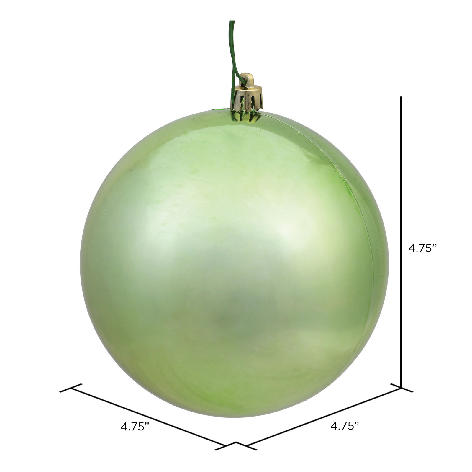 Christmas Ball Ornament, 4.75" H x 4.75" W x 4.75" D, Shiny Celadon
