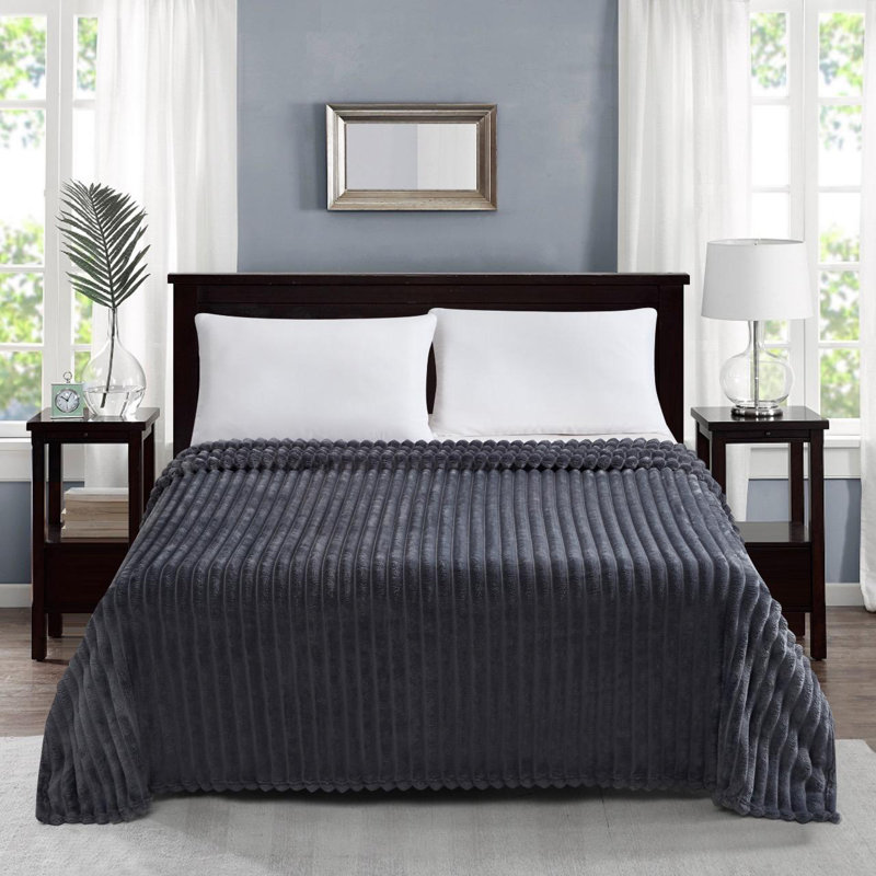 Machine Woven Throw Blanket, Grey, 240cm x 200cm