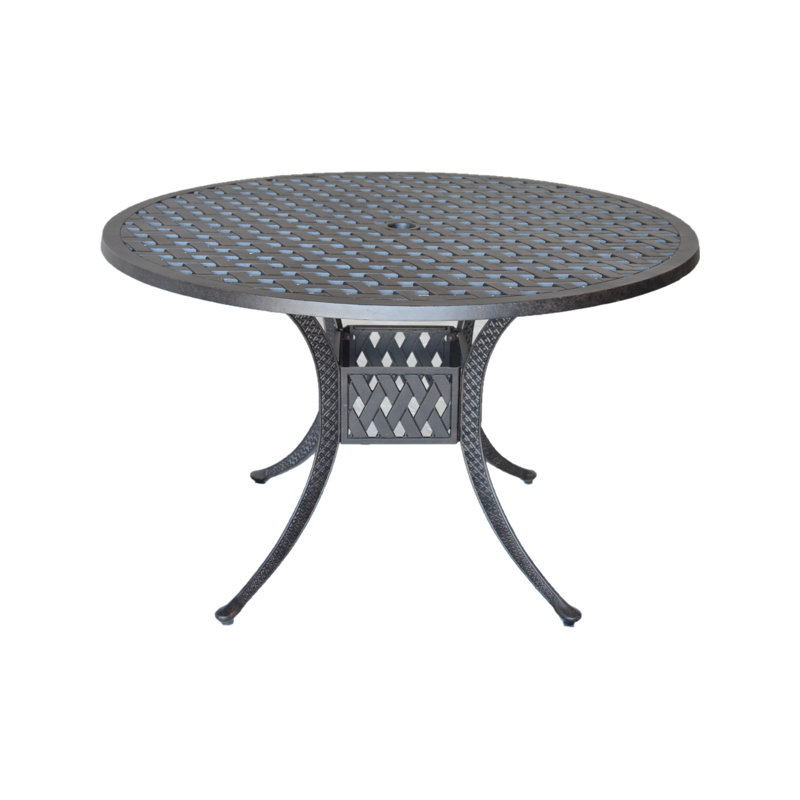 Nola Round Outdoor Dining Table With Umbrella Hole , in. W in. D, 48" L x 48" W
