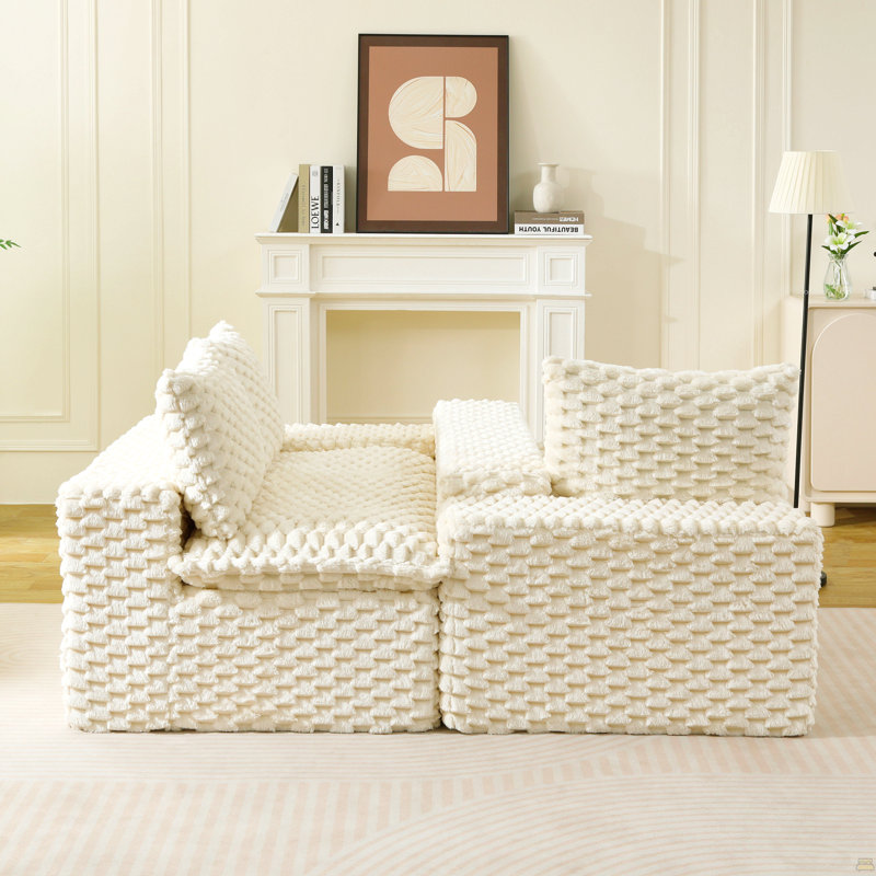 Canapé multifonctionnel en velours Turtle, Blanc