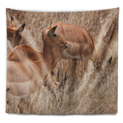 Tapisserie «Gazelles» qui paissent dans les prairies