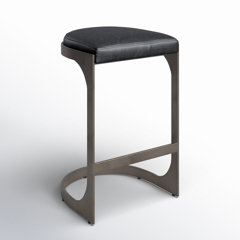 Bellesa Upholstered Counter Stool with Metal Frame, Black, Bar Stool (28” Seat Height)