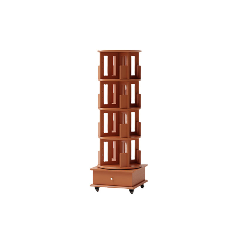 Bibliothèque rotative de style moderne, (4 tablettes) H 59,25 po x l 19,29 po x P 19,29 po, Brun
