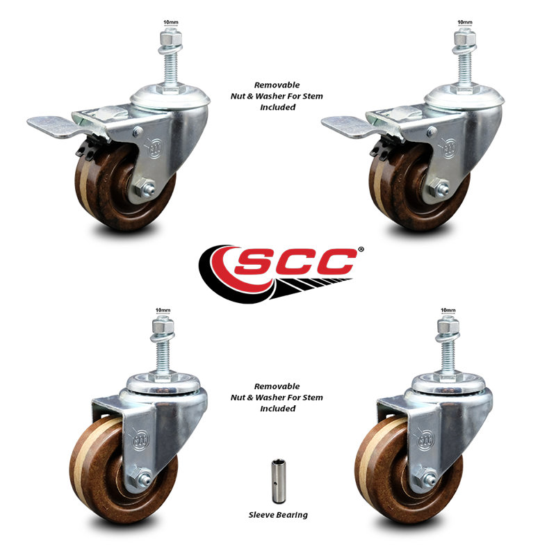 Roulettes pivotantes Temp Pholic 10mm avec frein Total Lock SCC