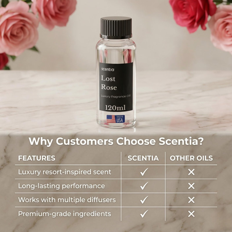 Collection Luxury Signature - Huile pour diffuseur de parfum 120 ml, 4,02 oz liq., 6" H x 4" W x 4" D, Rose perdue