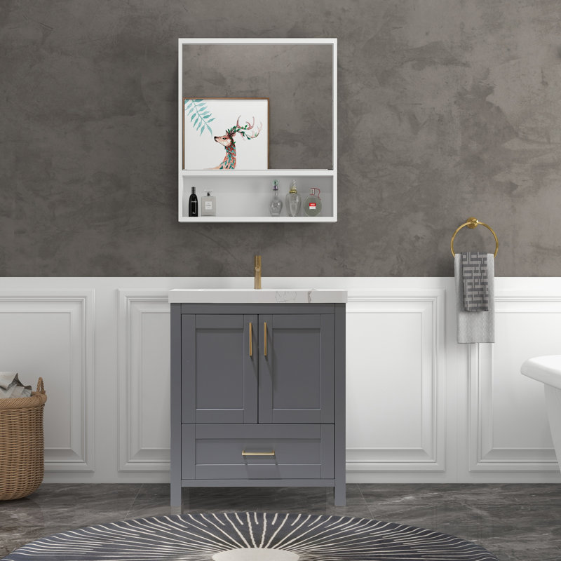 Hyle 35.4'' Single Bathroom Vanity With Top, Gray