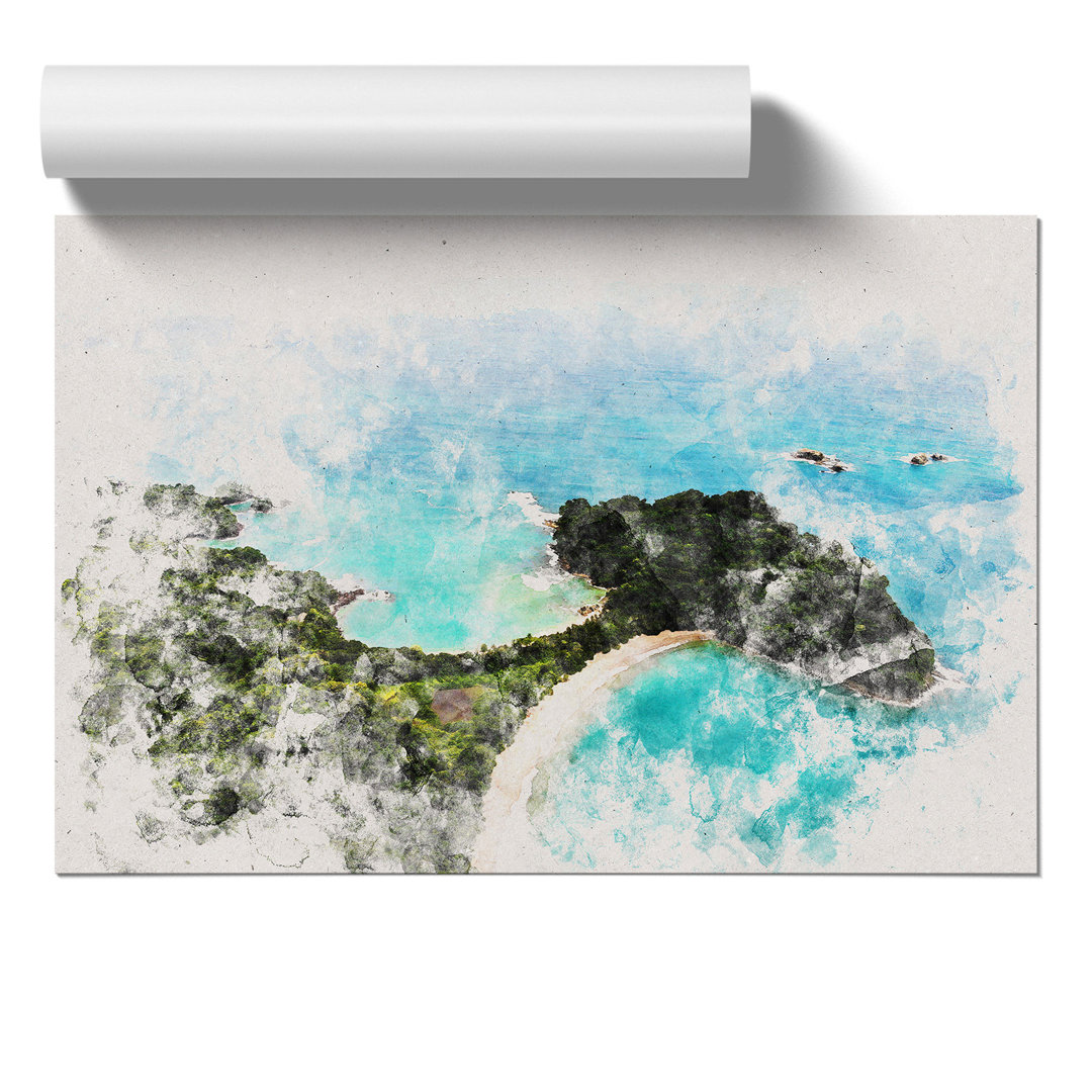The Escondido Beach in Costa Rica Watercolour - Frameless Print