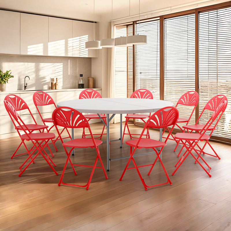 Ensemble de table de salle à manger pliable Laesha, P 60 po x l 60 po x H 29,5 po, Blanc