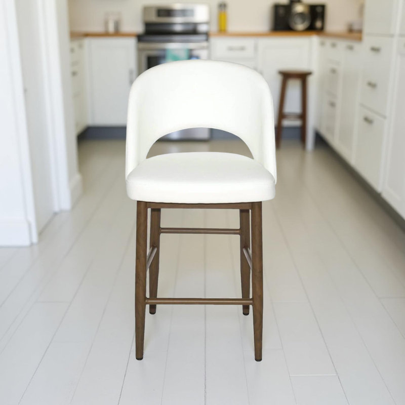 Paul Leather Counter Stool, White, 3