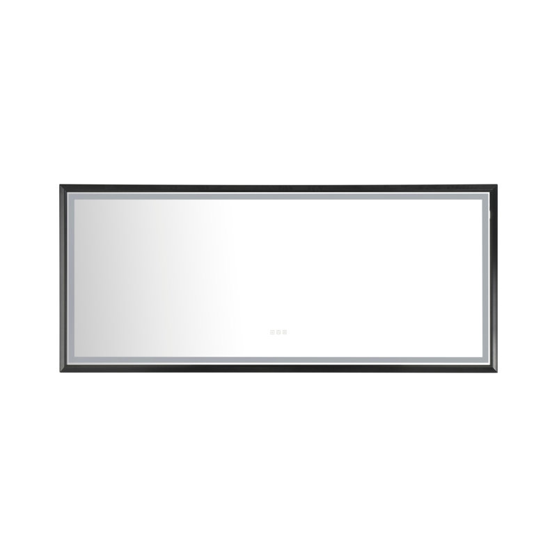  Miroir de salle de bain à DEL avec cadre en aluminium, miroir de meuble-lavabo mural, antibuée, mémoire, gradation continue, miroir