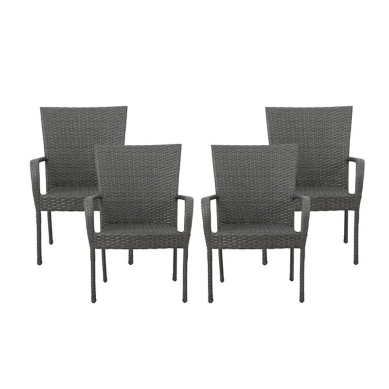 Chaise empilable en osier PE (4 pièces)