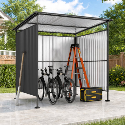 6' x 6' Metal Bike Shed Outdoor Hardtop Grill Gazebo, Black,Grill Gazebo for BBQ, Small Pergolas and Gazebos for Pets Pergolas, Metal Awnings for Patio and Decks