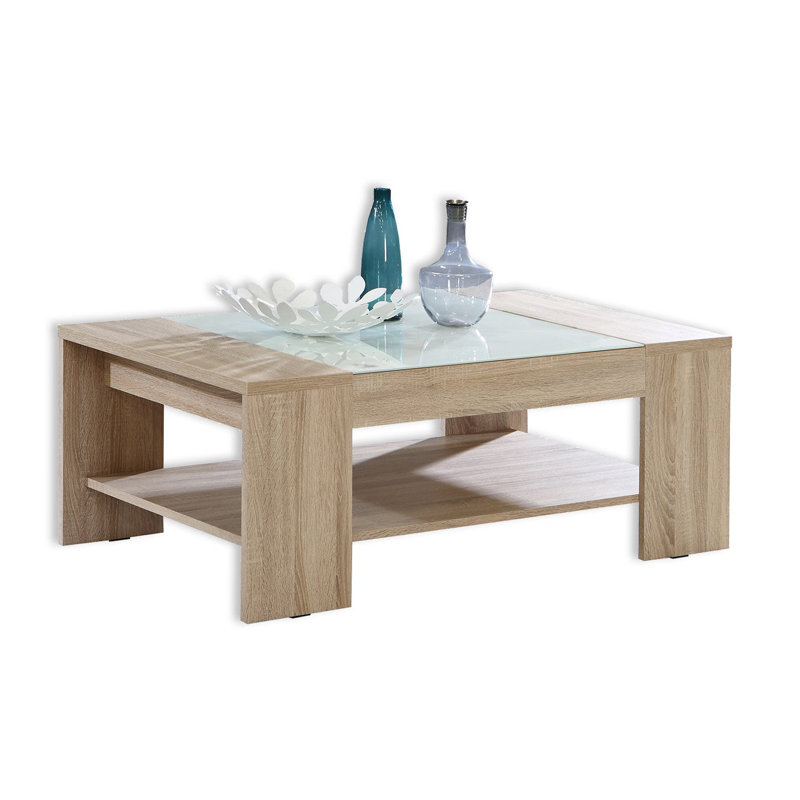 Table basse à 4 pieds avec rangement Rhoda, Chêne Sonoma