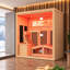 Luxurious 1-Person Infrared Sauna with Red Light Therapy – Wooden Indoor Sauna featuring Comfortable Recliner, 7-Colour Light Strip, Himalayan Salt Bricks, and Oxygen Bar