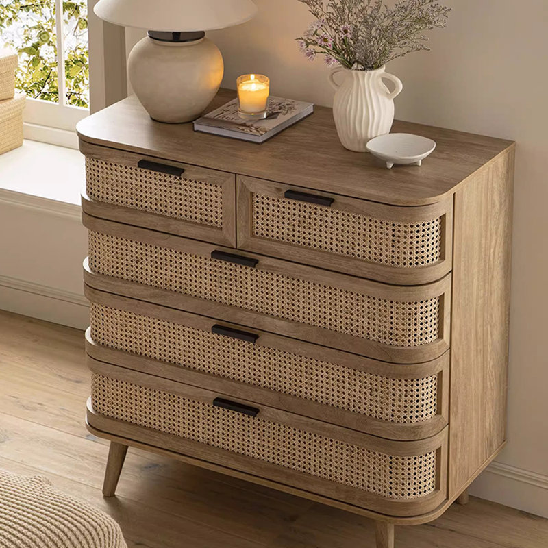 Retro Solid Wood  Entryway Cabinet, Burlywood