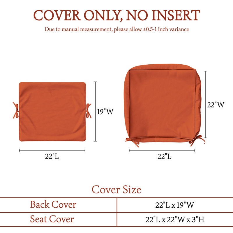 Housse de coussin d'extérieur antidérapante, 1, L 22 po x P 22 po, Orange