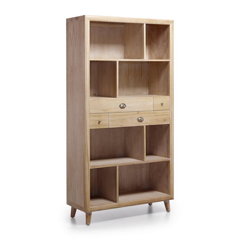 Bromo 190cm H x 100cm W Solid Wood Standard Bookcase