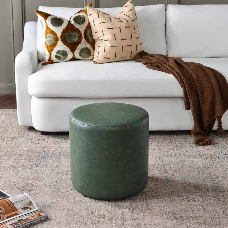 Repose-pieds rond en similicuir de 18 po de largeur, Vert