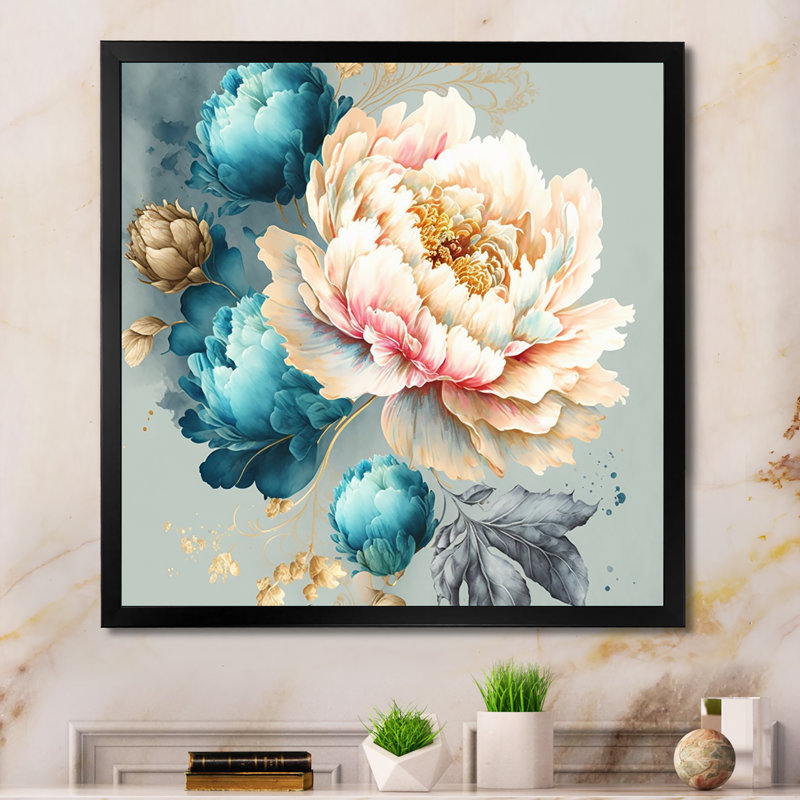 Multi-Color Blooming Flowers IV Multi-Colour Blooming Flowers IV - Print on Canvas, Black Picture Framed Canvas
